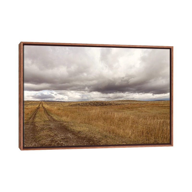 Storm Clouds Over Montana Prairie, Classic Wood Floater Framed Canvas, No Mat, 32" H x 48" W x 1.5" D