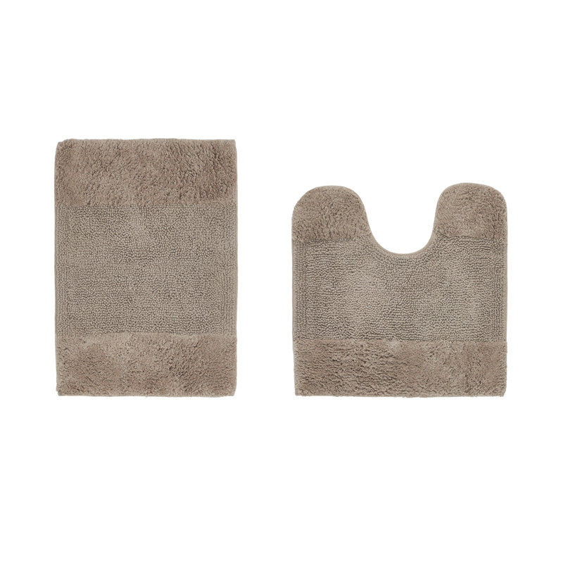 Makaylynn Premium 100% Cotton 2 Piece Bath Rug Sets with Non-Slip Backing, Machine Washable, Luxurious Solid Pattern Super Absorbent & Tufted Weave Bath Mat for Bathroom, Shower, and Tub