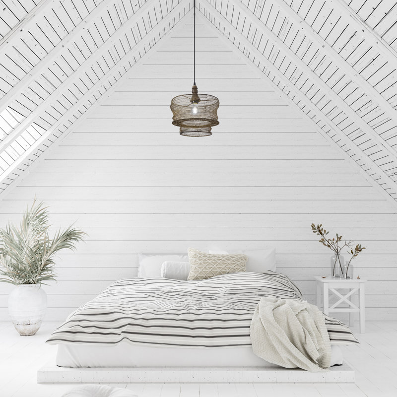 Luminaire suspendu en métal et bois 12 po l 12 po Ankush