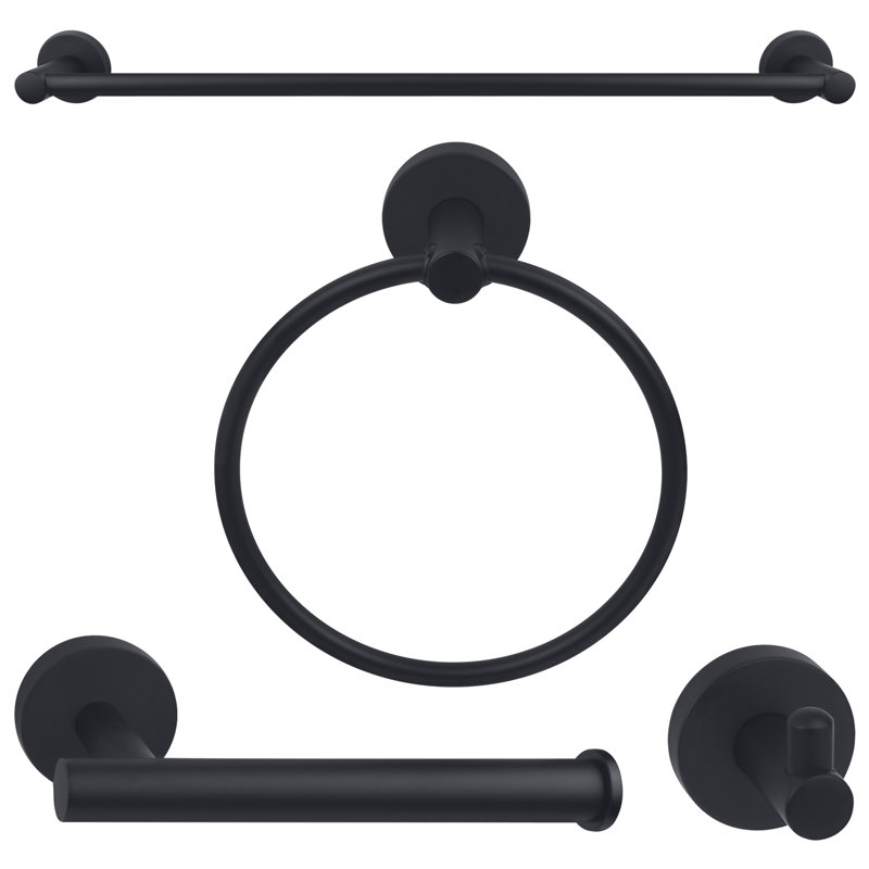 4 - Piece Bathroom Hardware Set, Black