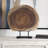 Flonnie Wood Handmade Circular Slab Tree Decorative Brown Sculpture with Black Metal Base