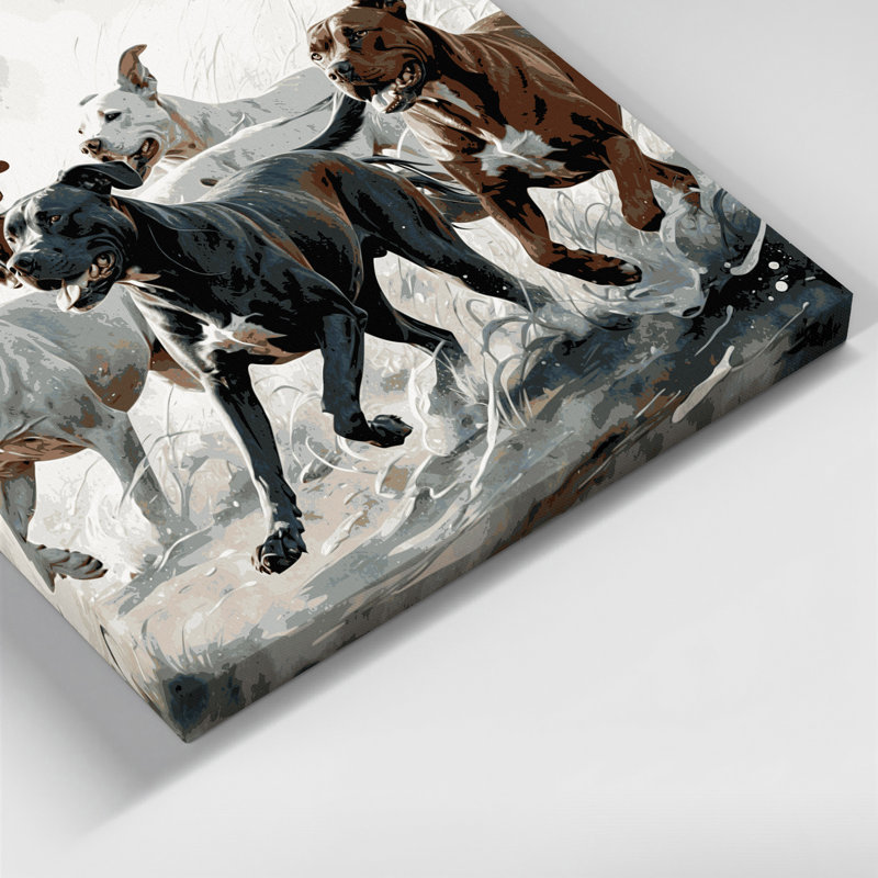 «Dogs Dogo Argentino», art mural sur toile grise, H 11 po x l 14 po