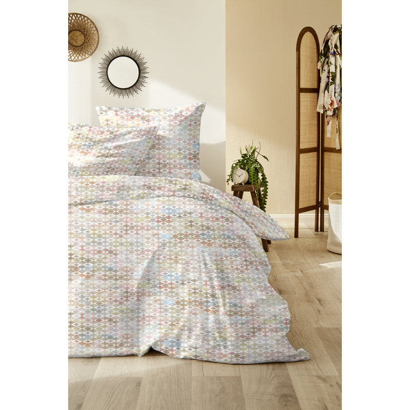 Cotton Geometric Shapes Duvet Cover Set with Pillow Shams Included