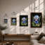 Iris in Blue and Gold Botanical - Framed Print-169261736-169261750