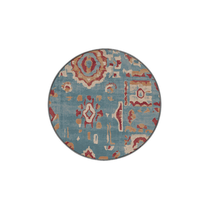Machine Washable Gray Area Rug, Round 6'