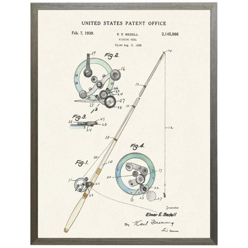 Fishing Reel Patent in Grey Frame