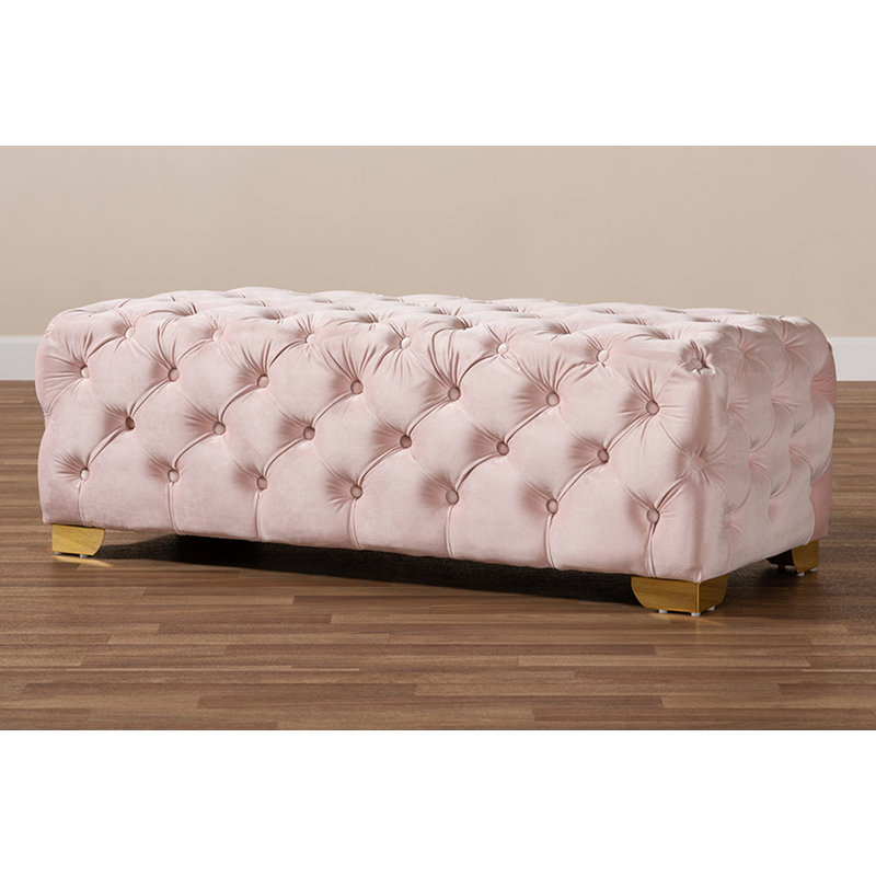 Crotts Velvet Upholstered Bench, Light Pink