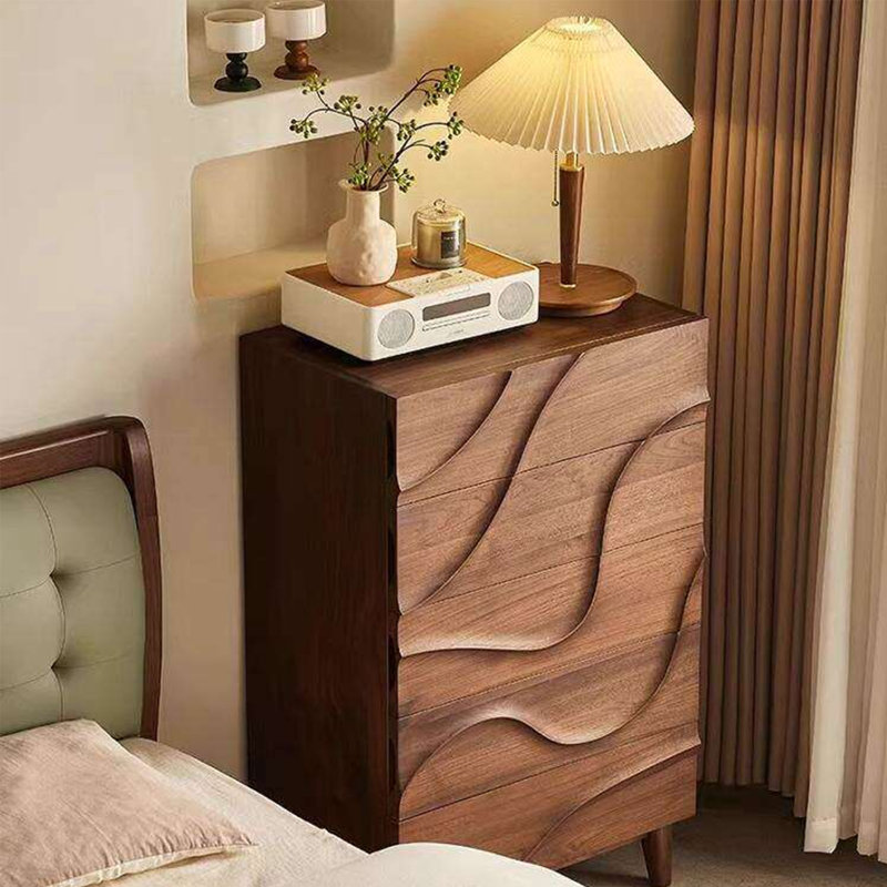 Medieval-style walnut chest of drawers