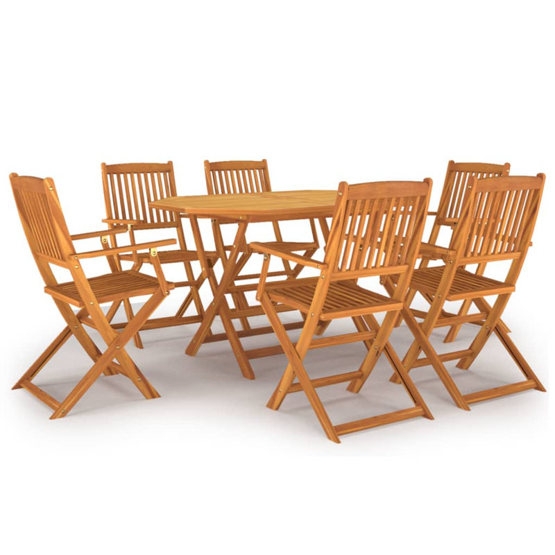 Jamecia 6 - Person Acacia Patio Dining Set with