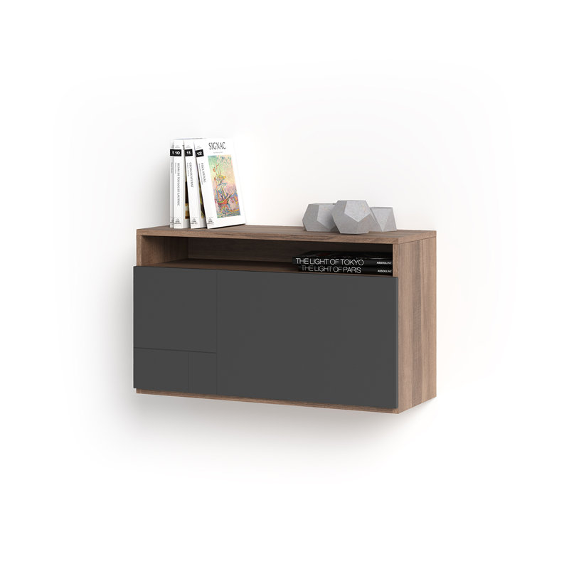 Fryman Floating Desk, Jet Black/Walnut