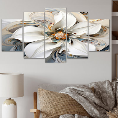 «Electrifiant Vibrant Fact Flowers II - Abstract Botanicals», reproduction d'art sur toile - 5 panneaux