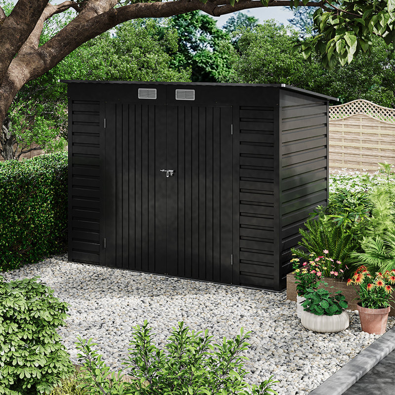 Zies 8 ft. W x 4 ft. D Metal Tongue & Groove Pent Garden Shed, Grey