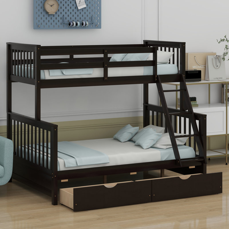Bunk Bed With Ladders And Storage Drawers, Espresso