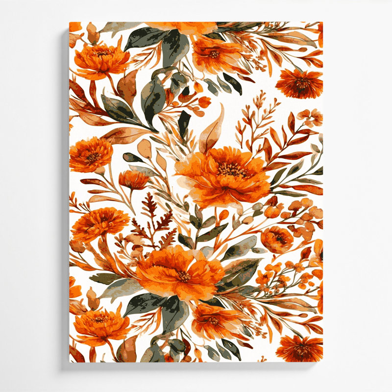 "Watercolor Floral" 55, art mural sur toile brune, 11" H x 14" W