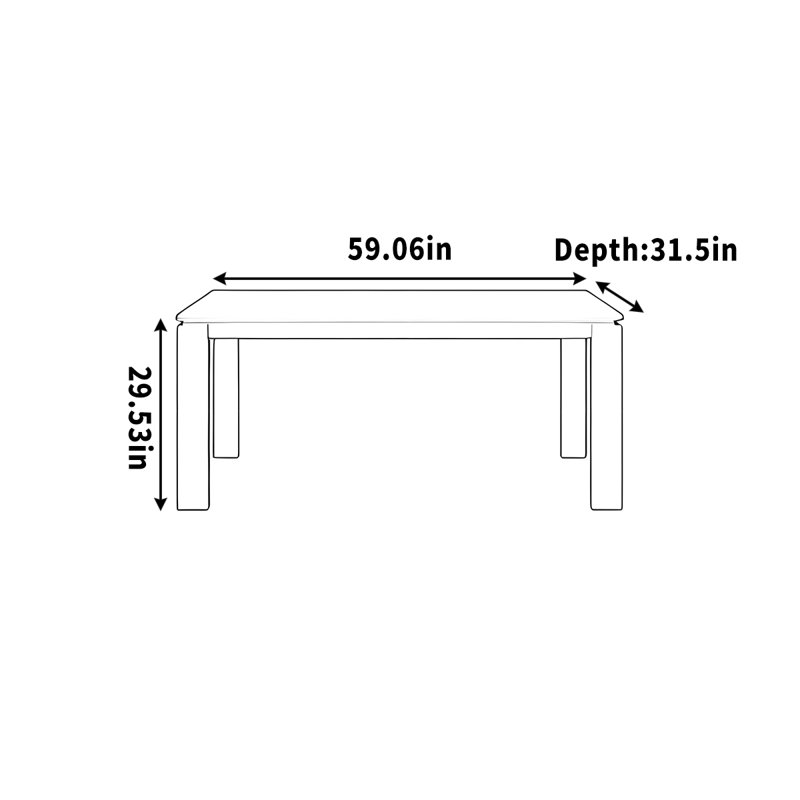 A rectangular desk for home, 29.53" H x 59.06" W x 31.5" D