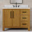 Ensemble de meuble-lavabo autoportant en chêne Sierra de 42 po avec plateau en marbre blanc de Carrare Lattimore (assemblé)-1742163927