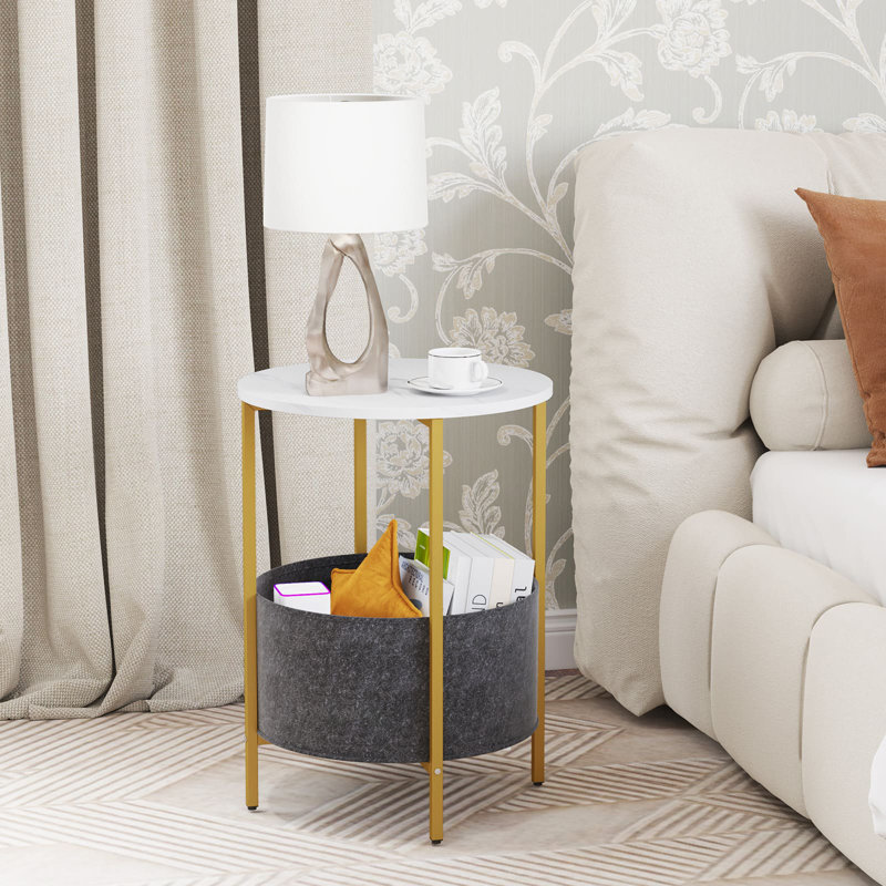 44cm W Metal Bedside Table