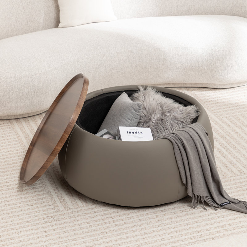 Repose-pieds de cocktail rond avec rangement Pietsch, Dark Grey