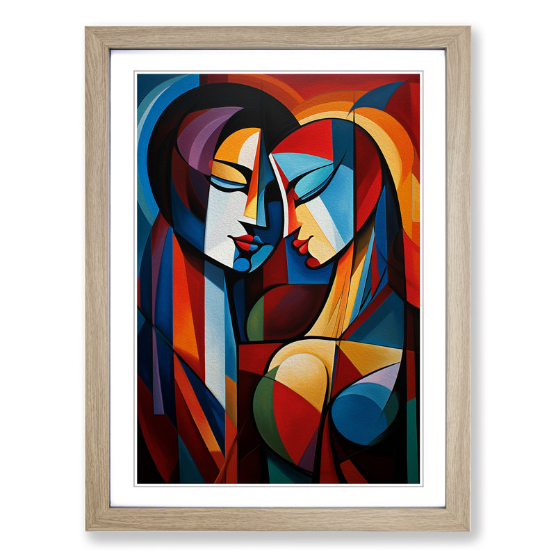 Lovers Abstract - Framed Print, Oak, 64cm H x 46cm W x 2cm D