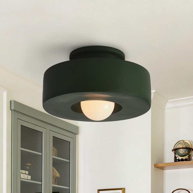 Plafonnier semi-encastré 1 lumière en résine, Vert