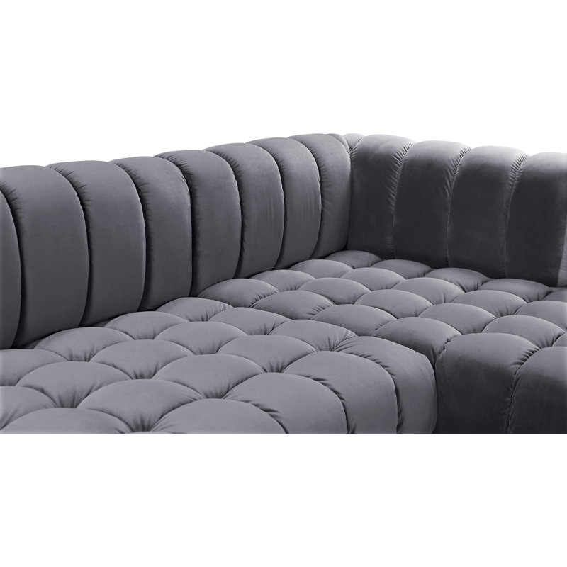 Velvet U-Shaped Sectional Symmetrical, Grey Velvet