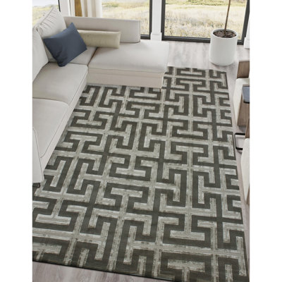 Tapis rectangulaire argent / gris / noir