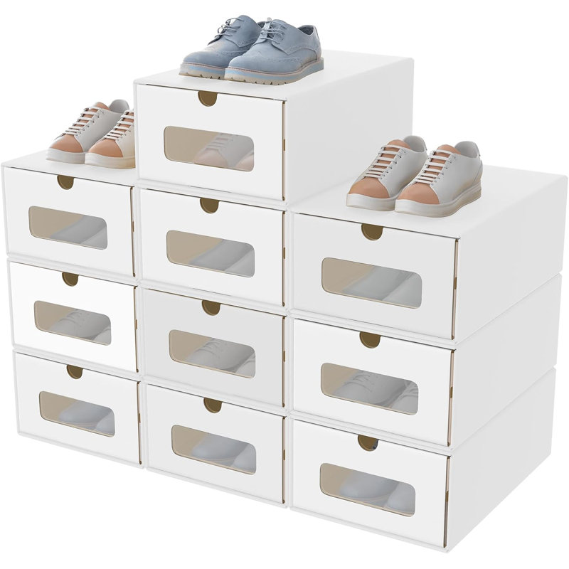 Shoe Storage Box, White, 10pcs