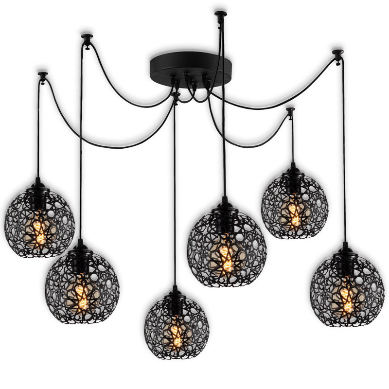 Adjustable Height Metal Body 6 Lights Chandelier
