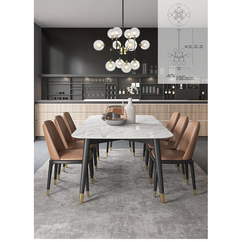 Iminzat 12 - Light Geometric Pendant, Chrome Matt Black