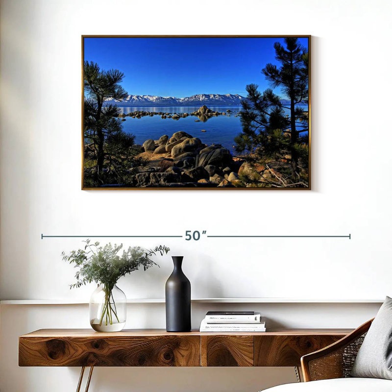 Lac Tahoe depuis l'anse Zephyr, Cadre flottant doré, 37 po x 25 po