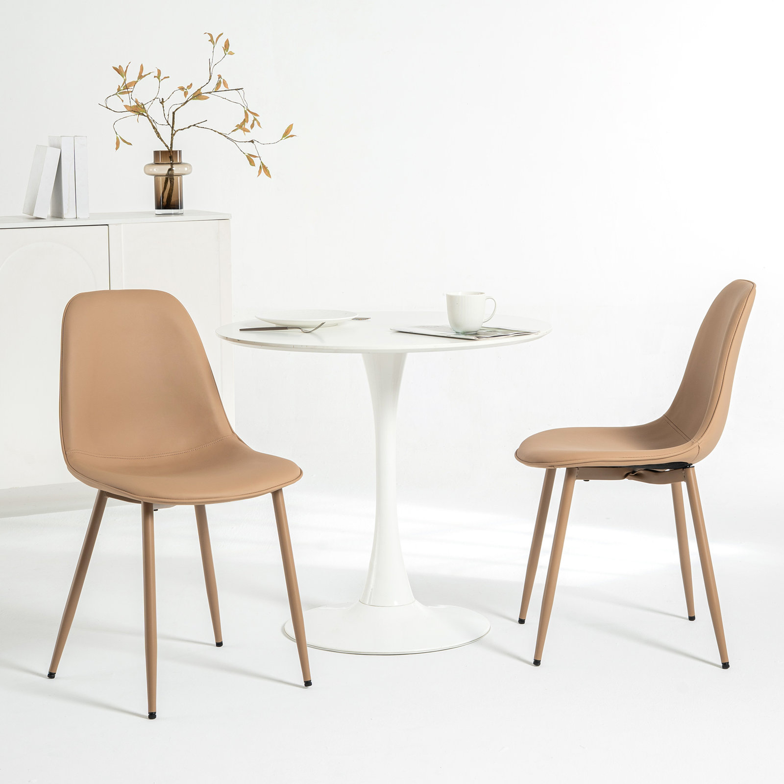 Kavi Dining Chair,  Taupe Faux Leather/Taupe