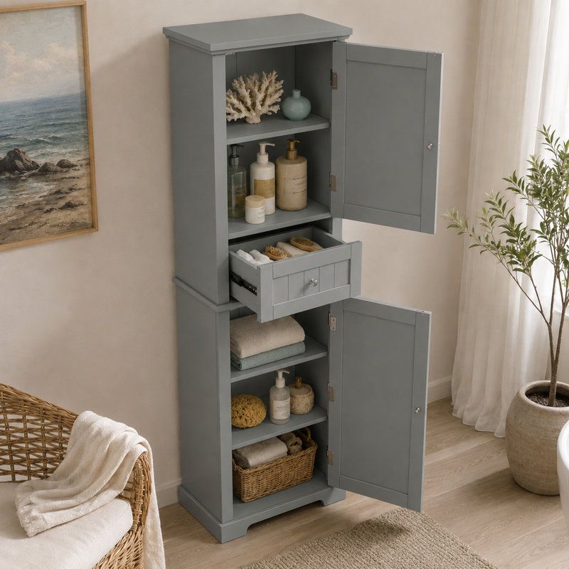 Armoire de rangement sur pied Denai, Gris