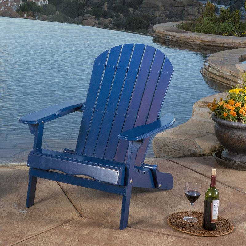 Chaise Adirondack en bois massif Sirkanungo, Bleu marine