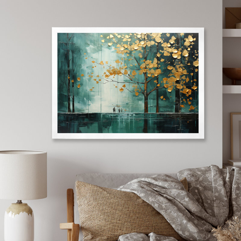 Auvent émeraude Bold Forest I - impression, H 24 po x l 32 po x P 1 po, Cadre simple blanc