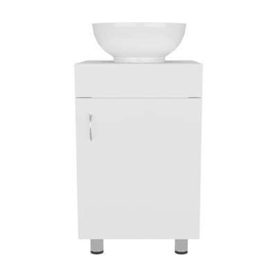 Meuble-lavabo autoportant à une porte de 18 po de largeur avec vasque et rangement pour salle de bain Tacna