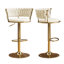 Ensemble de 2 tabourets de bar pivotants en velours, hauteur réglable avec base en métal doré pour îlot de cuisine, gris-752215421-762102624