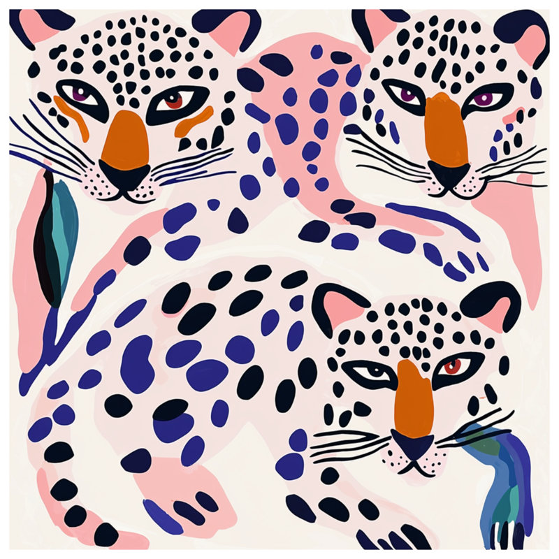 Abstract Leopards Illustration Window Curtains, Leopard Sheer & Blockout Curtains - 1 Panel, 50" x 80" - 1 Panel, Sheer