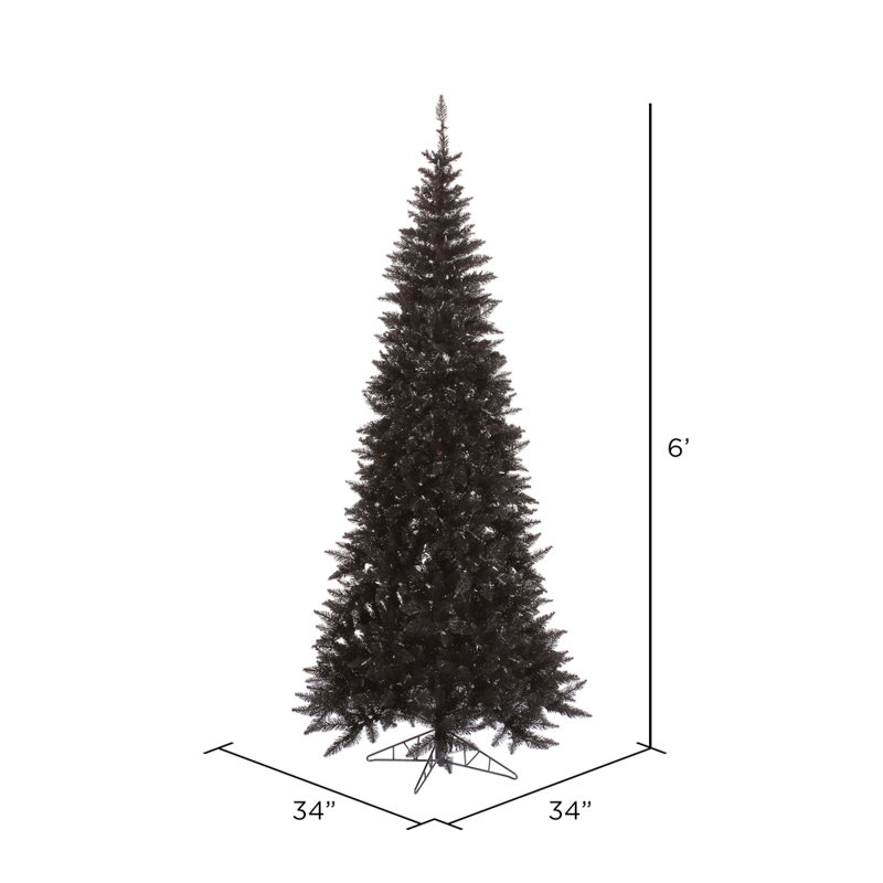 Black Fir Slim Artificial Christmas Tree, Not Pre-Lit, 6.5' H