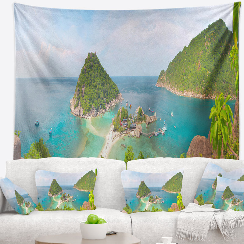 Paysage photographie tropical island panorama tapisserie, H 68 po x l 80 po