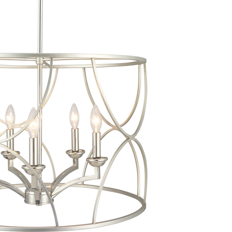 Lustre tambour 5 lumières Stafford, Crête argent