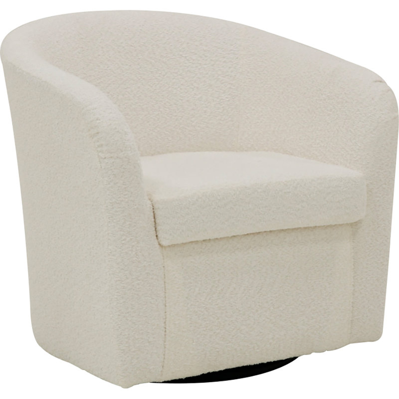 Fauteuil demi-tonneau pivotant en polyester 30,5 po Anrea, Mélange de polyester ivoire Oslo