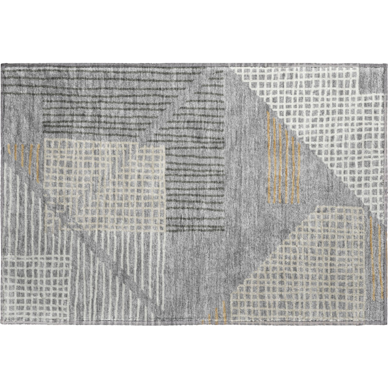 Premium Machine Washable Mayfield AMF2270 Striped Rug, 1'8" x 2'6", Gray