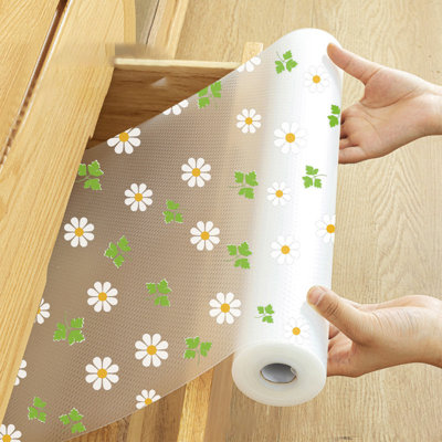 Plastics Shelf Liner Refrigerator Liners Fridge Mats Shelf Liner Floral Pattern Drawer Liner For Kitchen Cabinets Non Adhesive Non Slip Easy Clean Liner Waterproof Mat