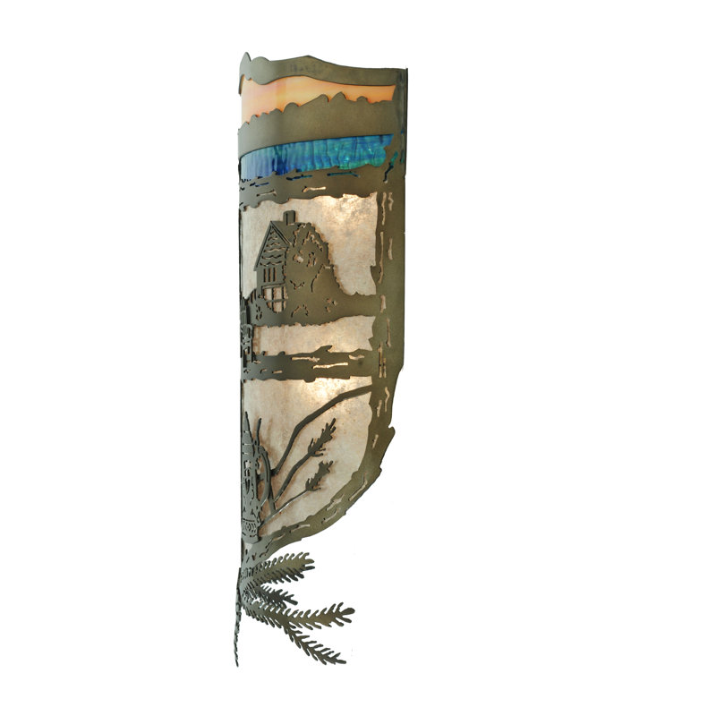 Rustic Americana Dual-Light Brass & Bronze Sconce with Mica Shield
