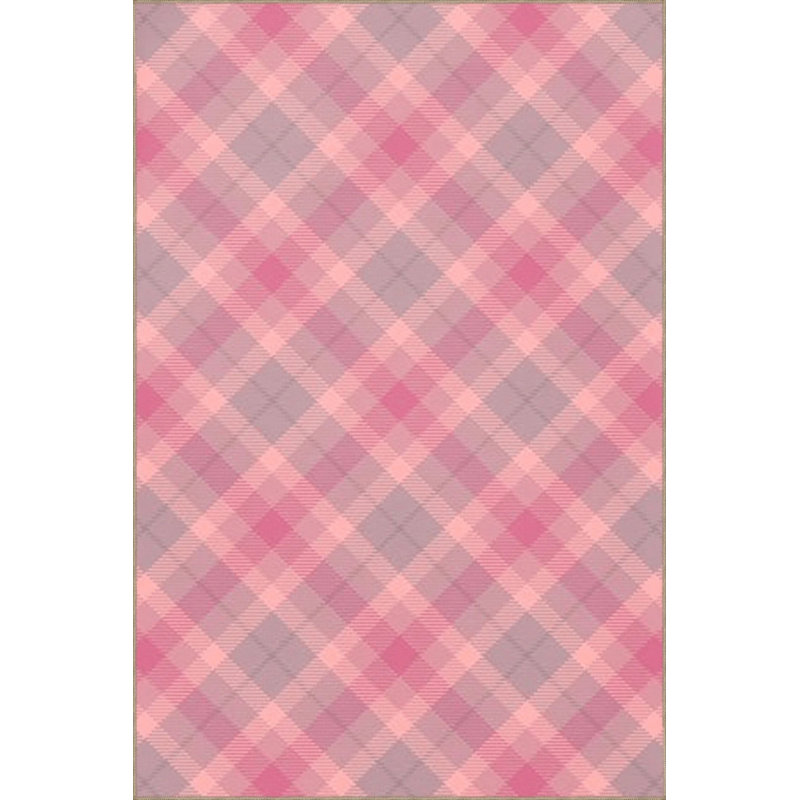 Tapis décoratif moderne à motif géométrique à rayures roses, Rectangle 3'4" x 6'7"