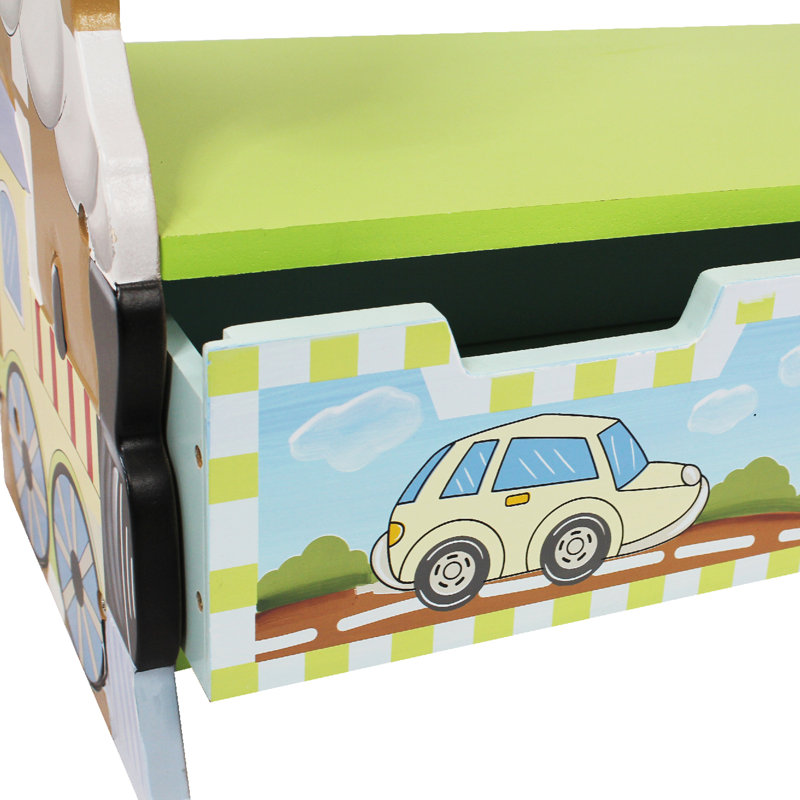 Colorful Transportation Theme Kids Wooden Bookshelf with Drawer