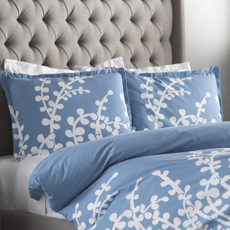 Ensemble de housse de couette réversible Branches, Housse de couette très grand et 2 taies, Bleu