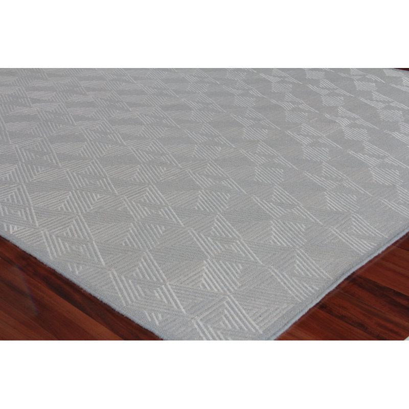 Pavilion Wool Geometric Area Rug in Denim, Rectangle 5' x 8'
