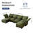 U-Shaped Upholstered Modular Sectional Sofa With Storage, 6 Seat  Corduroy  Couche With Adjustable Arms Backs,Plush Supportive Cushions, Green-1542511440