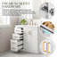 Meuble-lavabo autoportant de 30 po en blanc avec lavabo en céramique, structure en bois massif, armoire de rangement avec 3 tiroirs et portes à fermeture douce (sans robinet)-130854242-130854244
